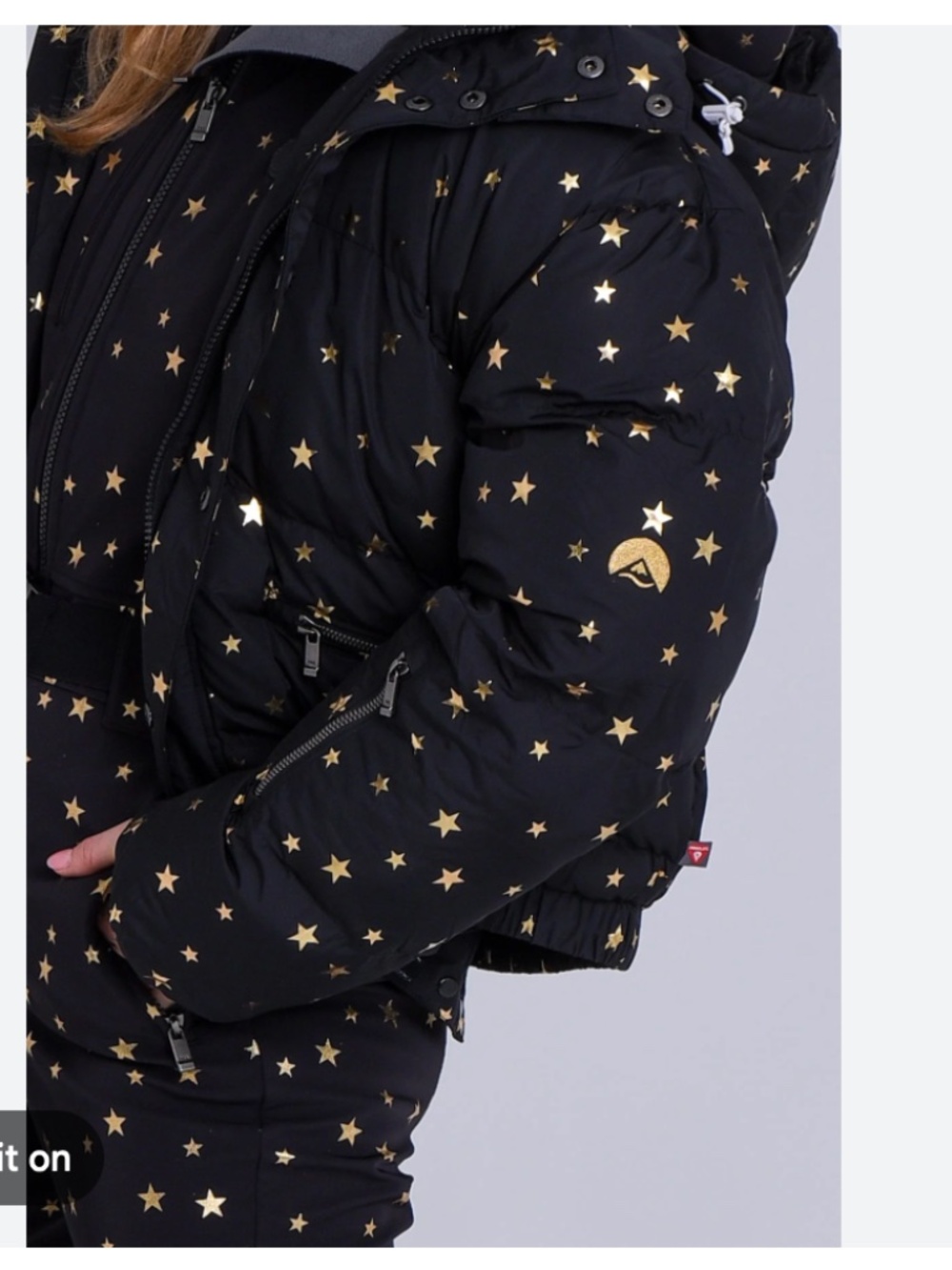 OOSC clothing Medium M black shining star puffer jacket - Picture 3 of 7